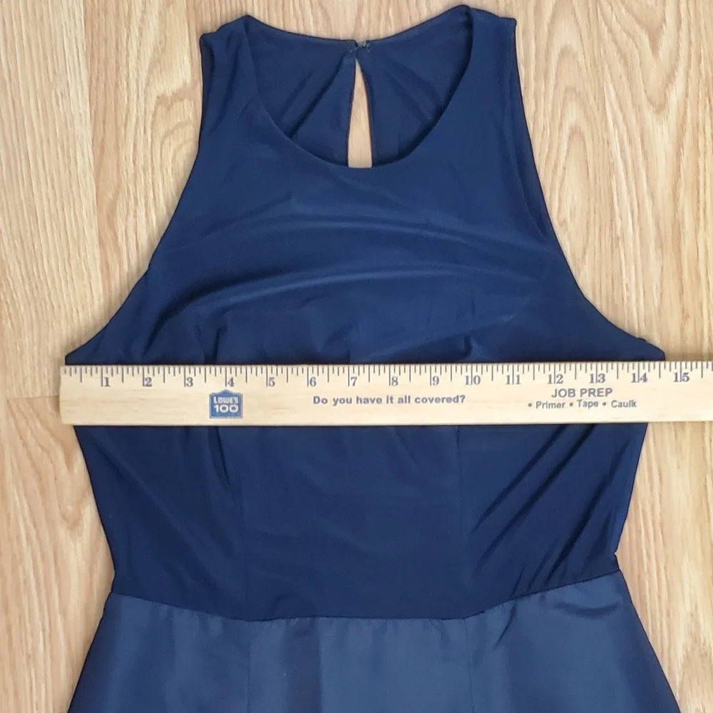 Sleeveless Navy Bow-Waist Evening Dress - Picture 10 of 14